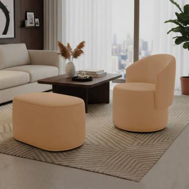 Imagem de Poltrona e Puff Orgânico Malu Max Bouclê M11 - D`Rossi