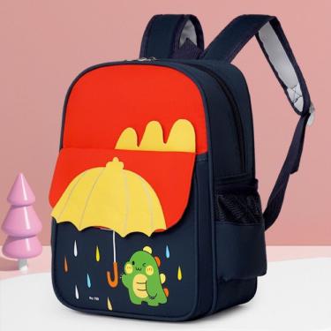 Imagem de Mochila Escolar Infantil OEM Dinossauro 030 Vermelho Guarda-Chuva com Bolsos Laterais Menino Menina