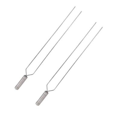Imagem de 2x Espeto Duplo Inox 70cm Cabo Revestido Alumínio Churrasco - INOX LAU