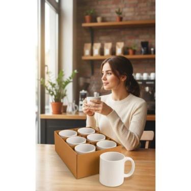 Imagem de 6 Canecas Brancas 325ml Porcelana Sublimação Profissional - Congratula