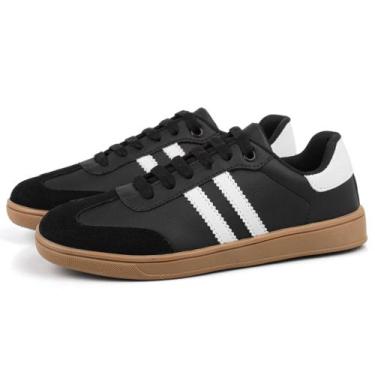 Imagem de Tênis Feminino Casual Cano Baixo Confortável Branco e Preto Estilo Sam