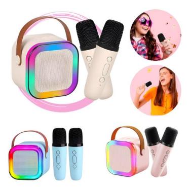 Imagem de Caixa Som Karaokê Bluetooth Infantil 2 Microfone Led Premium - Caixinh