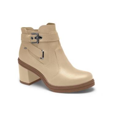 Imagem de Bota Feminina Dakota Couro Salto Bloco Cano Curto Da091, Macchiato, 37