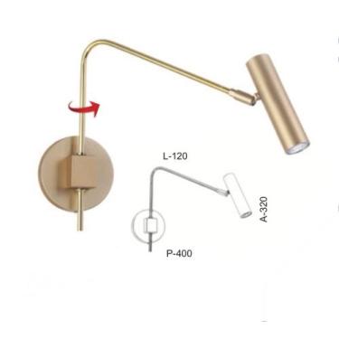 Imagem de Arandela haste direcionável com spot tube foco MR11 Dourado escovado A