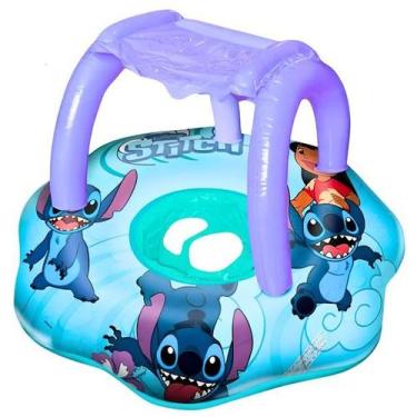 Imagem de Boia Inflável Circular com Fralda e Cobertura 68x56cm Stitch - ELITOYS