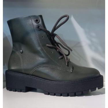 Imagem de Bota Coturno em couro Feminina Tratorada Ramarim 019734, Verde, 36