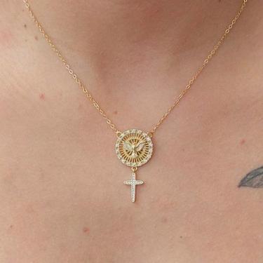 Imagem de Colar Espirito Santo Zirconia Folheado A Ouro - FAMA FOLHEADOS