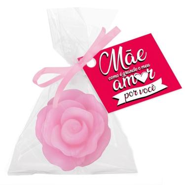 Imagem de Kit de Lembrancinhas Sabonetinhos Rosinhas Dia das Mães Dia da Mulher Outubro Rosa 30un Rosa OEM
