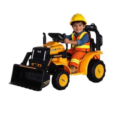 Imagem de Trator Elétrico Infantil Amarelo 6V com Bateria Recarregável Rodas Largas e Estrutura Resistente