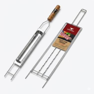 Imagem de Kit Grelha Churrasco Linguiça e Espeto para Queijo Grilazer Aço Cromad