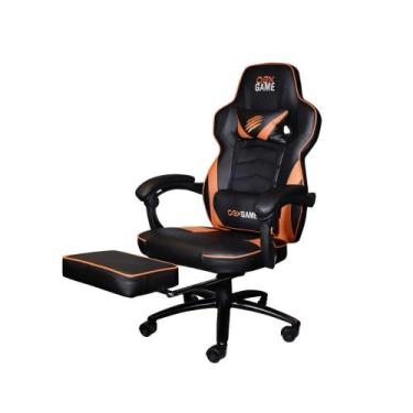 Imagem de Cadeira Gamer Gc302 Estofado Em material sintético 120Kg Preto E Laran
