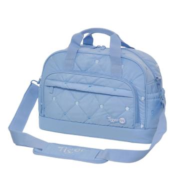 Imagem de Bolsa Mala Maternidade Média Tigor T Tigre Bebê Menino Cor Azul Luxo Matelassê Premium Organizada