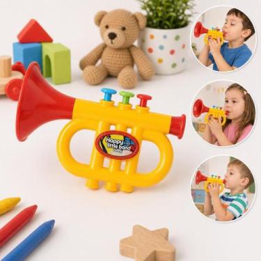 Imagem de Trompete infantil brinquedo instrumento musical educativo flauta saxof