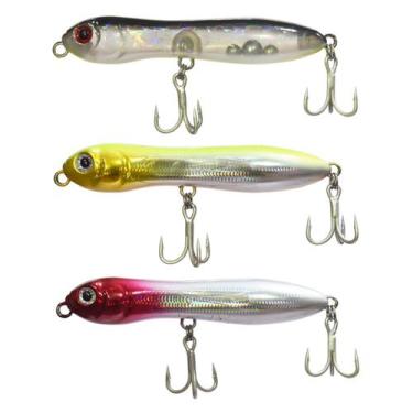 Imagem de Kit 3 Iscas Zig Zarinha Baby 80 Nelson Nakamura 8cm 9g Superfície Holo