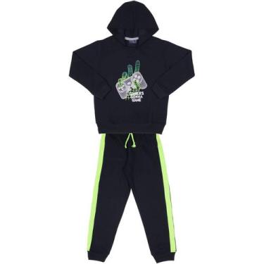 Imagem de Conjunto Moletom Infantil Game Vrasalon 355.590, 4, Preto