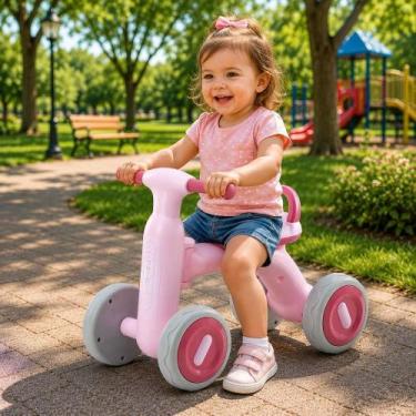 Imagem de Bike Infantil Com Luzes E 4 Rodas - Rosa - UNITOYS