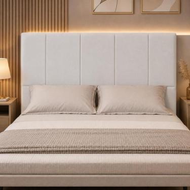 Imagem de Cabeceira Donna para Cama Box Queen 160 Cm material sintético Branco M