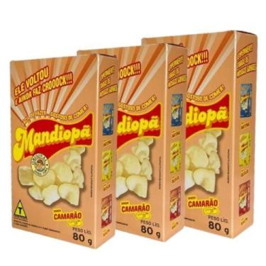 Imagem de Kit Mandiopã sabor Camarão Zero Glúten - 3 caixas de 80g cada