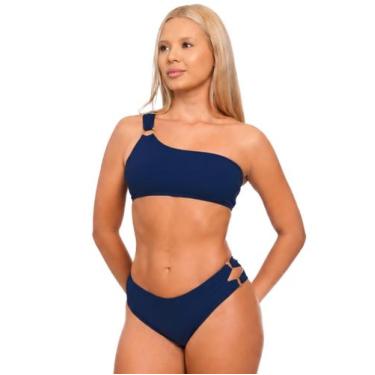 Imagem de Biquíni Feminino Um Ombro Só Liso Lycra Tecido Premium Todo Forrado Co