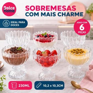 Imagem de Kit 6 Taças Para Doce Gelatina Mousse Sobremesa 230ml - DOLCE HOME