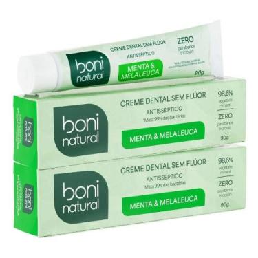 Imagem de 2 Pastas De Dente Natural Menta Melaleuca Sem Flúor Boni 90g - Congrat