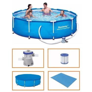 Imagem de Piscina Bestway 4678 Litros Estrutural com Bomba Filtro 110v Capa e Forro