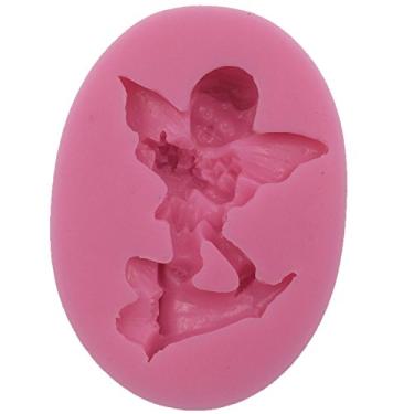 Imagem de FUNSHOWCASE Molde de silicone Fairy on a Morning Glory para decoração de bolos de fondant, topo de cupcake, argila de polímero, artesanato, resina epóxi, fabricação de joias