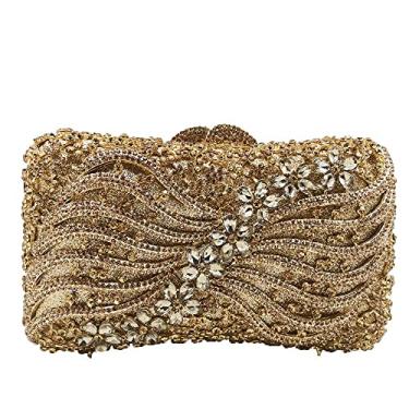 Imagem de Bolsas femininas de cristal para noite de festa de casamento com strass, Dourado, Small