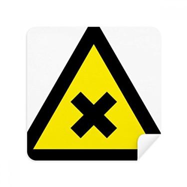 Imagem de Warning Symbol Amarelo Preto Triângulo Óculos Pano Limpador de Tela Tecido Camurça Pacote com 2