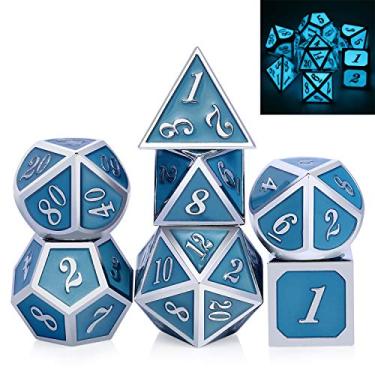 Imagem de DnDnD Glowing DND Metal Dice Set,Luminous Blue Metal Dice for Role Playing Game Dungeons and Dragons RPGs and Other Table Games
