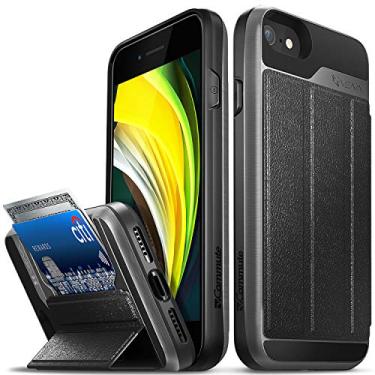 Imagem de VENA Capa carteira vCommute compatível com Apple iPhone SE3 2022 / SE 2020, iPhone 8 7 (4,7 polegadas), capa de couro flip com suporte para cartão com suporte - cinza espacial