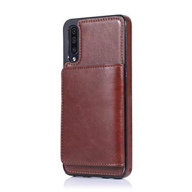 Imagem de Slots de cartão estojo de couro para Samsung Galaxy A72 A52 A42 A32 A12 A70 A50 A40 A30 A20 A10 SE A81 A91 A51 capa de telefone, marrom, para Galaxy A10 M10