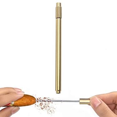 Imagem de HIOD Ferramenta de desenho de charuto portátil para viagem ao ar livre em aço inoxidável com agulha de charuto e charuto Ferramenta de acessórios, ouro #1