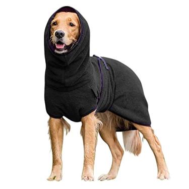 Imagem de Foern Moletons com capuz para cães, roupas com fecho de pressão quente de poliéster outono inverno em ambientes externos, roupas para animais de estimação para cães de médio e grande, preto, 5GG: 73 cm/28,7 pol