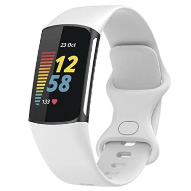 Imagem de TopPerfekt Pulseiras compatíveis com Fitbit Charge 6, pulseira esportiva de silicone macio ajustável de substituição para Charge 6/5, monitor de atividades, mulheres e homens (branca, grande)