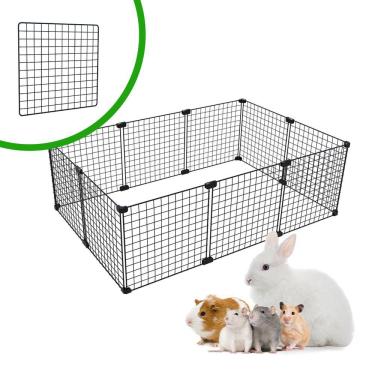 Imagem de Cercado para Porquinho da Índia Hamster Twister Chinchila Gerbil 60x90cm Malha 2,5cm Preto