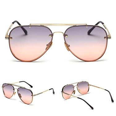 Imagem de Moda Clássica Estilo Piloto Óculos de Sol Gradiente Homens Design Rebite Óculos de Sol Óculos De Sol,C70 Ouro Cinza,Laranja,uv400