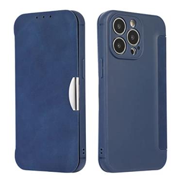 Imagem de Capa carteira para iPhone 13 Pro Max/13 Pro/13/13 Mini, capa de couro premium com porta-cartões TPU à prova de choque magnético, azul, 13 Pro 6,1 polegadas
