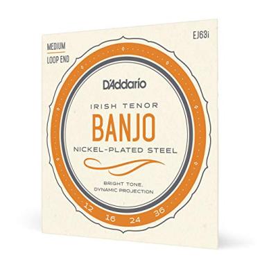 Imagem de D'Addario Cordas para banjo tenor irlandês, aço niquelado, EJ63i, calibre médio 12-36, conjunto de 5 cordas, pacote com 1