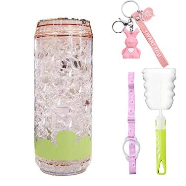 Imagem de seelucky Copo de viagem para bebida de gelo infantil garrafa de água para suco ao ar livre garrafa de água piquenique congelador caneca gelada (rosa morango O, 350 ml)