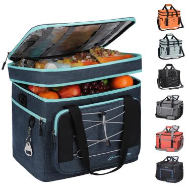 Imagem de Maelstrom ICY Bolsa térmica vazada, 60 latas de refrigerador macio dobrável, extra grande isolada à prova de vazamento, portátil para compras, acampamento, bagageiro e viagens de carro, azul marinho