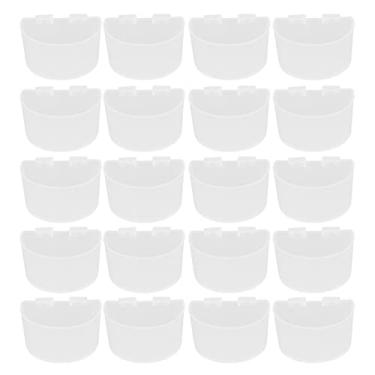 Imagem de TOPINCN 20 peças tigela de comida de pássaros, copos de gaiola alimentadores de pássaros, copo de água pendurado, copo de alimentação de água, alimentador de gaiola, kit de conjunto de calha para frango e aves de capoeira (P-branco)