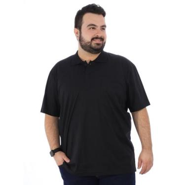Imagem de Camisa Polo Plus Size Masculina Com Bolso Básica Preta - Anistia
