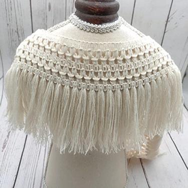 Imagem de 10 jardas bege diy 6 cm/8 cm borla franja algodão renda guarnição fita vestido latino palco vestuário cortina acessórios de costura, bege 12 cm, preço de 10 jardas