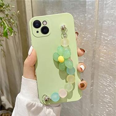 Imagem de Capa de pulseira de corrente colorida com contas de flores para Samsung Galaxy S22 Ultra S21 FE S20 Plus S10 Note 20 10 Pro Capa de silicone líquido, verde, para J4 Plus 2018