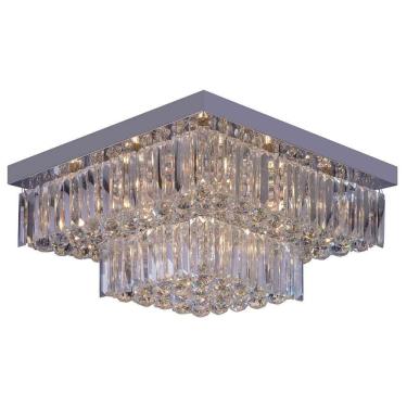 Imagem de Plafon Sobrepor Quadrado Cristal Legítimo Cake 50cm G9 Startec Design Moderno Quarto/Sala