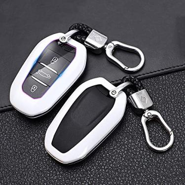 Imagem de CSHU Porta-chaves do carro capa porta-chaves Porta-chaves com anel, adequado para Peugeot 208 DS3 para Citroen C4 C5 X7 C4L C6 C3-XR 3008 4008, branco
