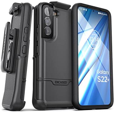 Imagem de Encased Capa com clipe de cinto projetada para Samsung Galaxy S22 Plus, capa protetora à prova de choque com coldre, preta (Samsung S22+)
