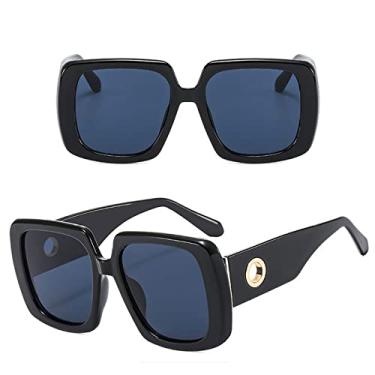 Imagem de Óculos de sol quadrados grandes leopardo feminino designer de moda buraco redondo sexy grande óculos de sol masculino óculos de sol de luxo ao ar livre, preto preto, tamanho único