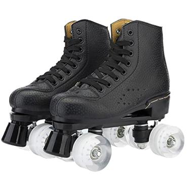 Imagem de sillervan couro PU cano alto 4 rodas para iniciantes ajustáveis clássicos patins atraentes